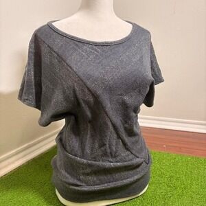 Vtg Y2K IZ Byer Dolman Sleeve Fitted Waist Top Blouse Size Medium Lurex Metallic